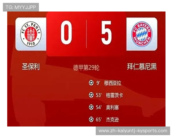 德甲积分榜拜仁29轮后12分领跑客场5-0圣保利延续连胜势头